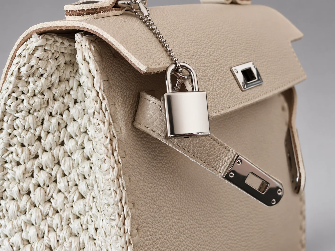 Mini kelly avorio, borsa fatta a mano Panna Bags
