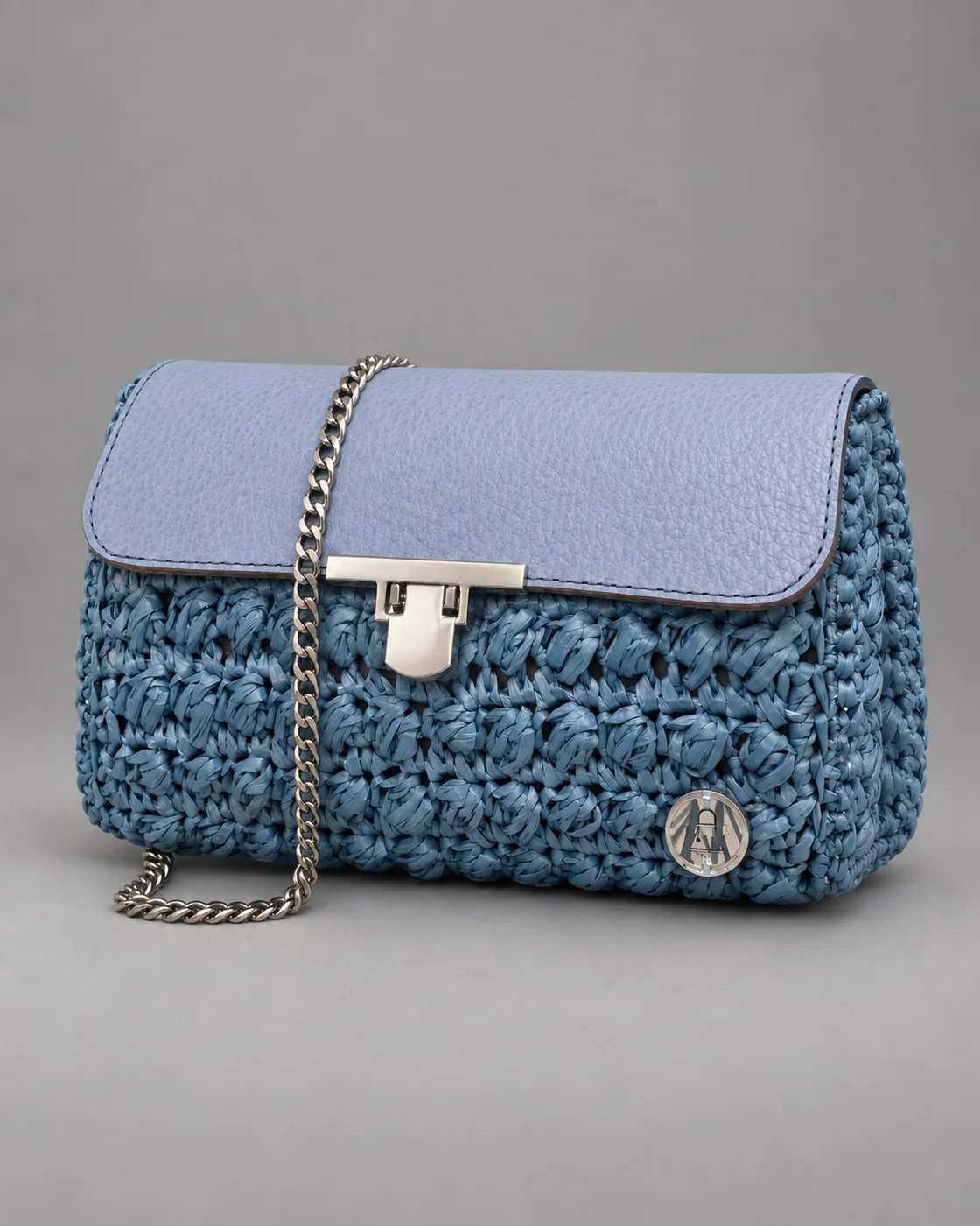 Azzurra, patta in pelle, borsa fatta a mano Panna Bags