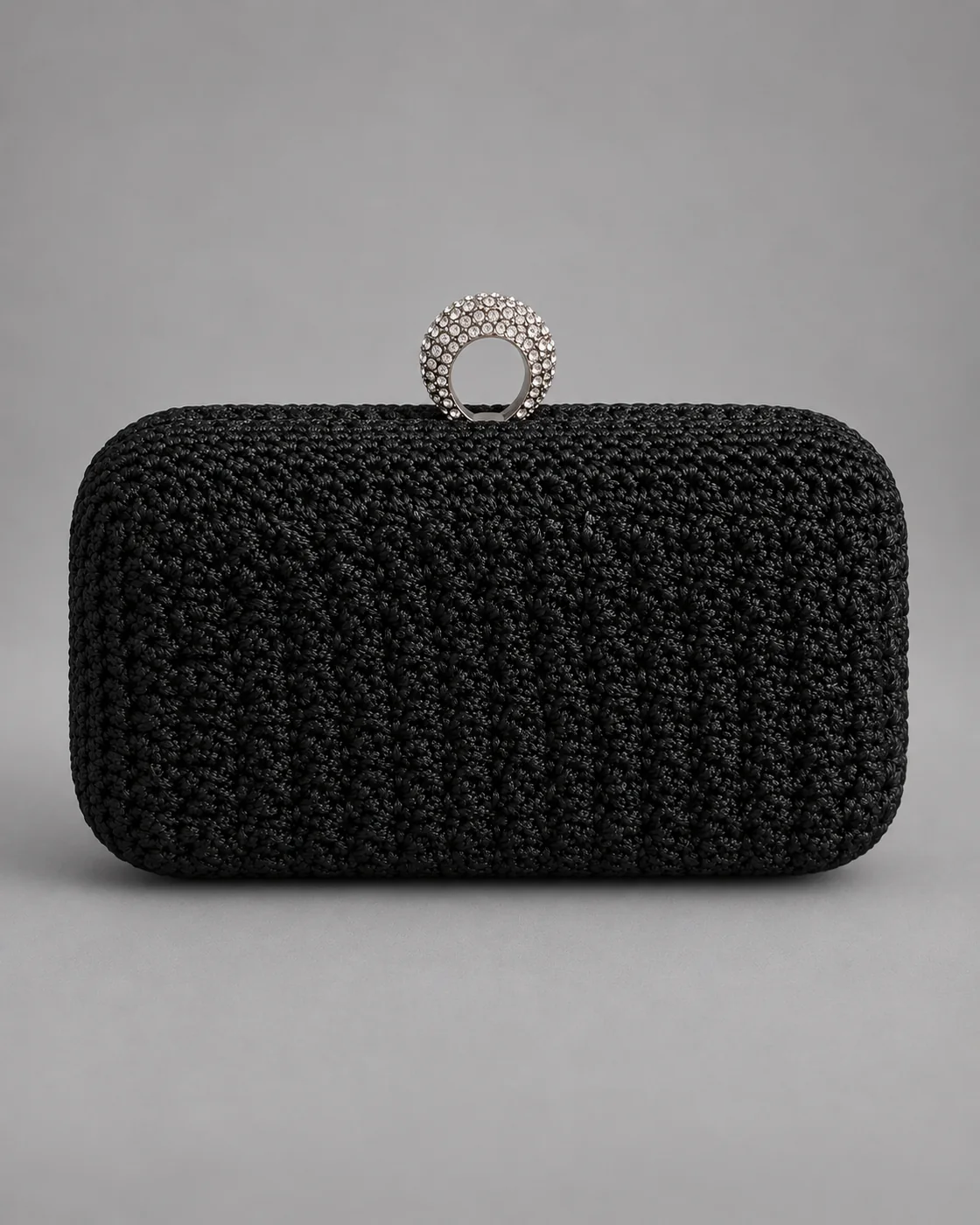 Clutch nera, chiusura gioiello, borsa fatta a mano Panna Bags