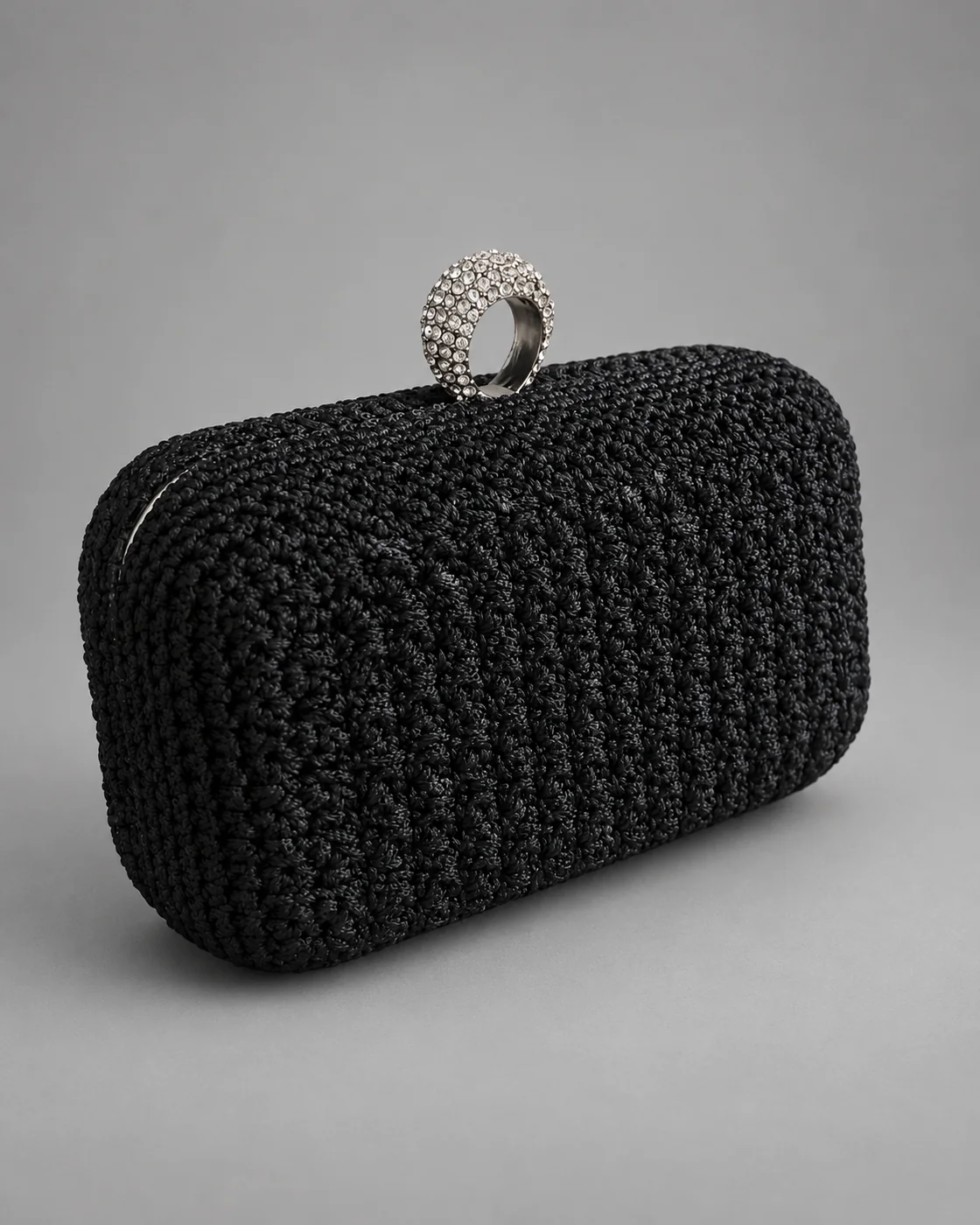 Clutch nera, chiusura gioiello, borsa fatta a mano Panna Bags