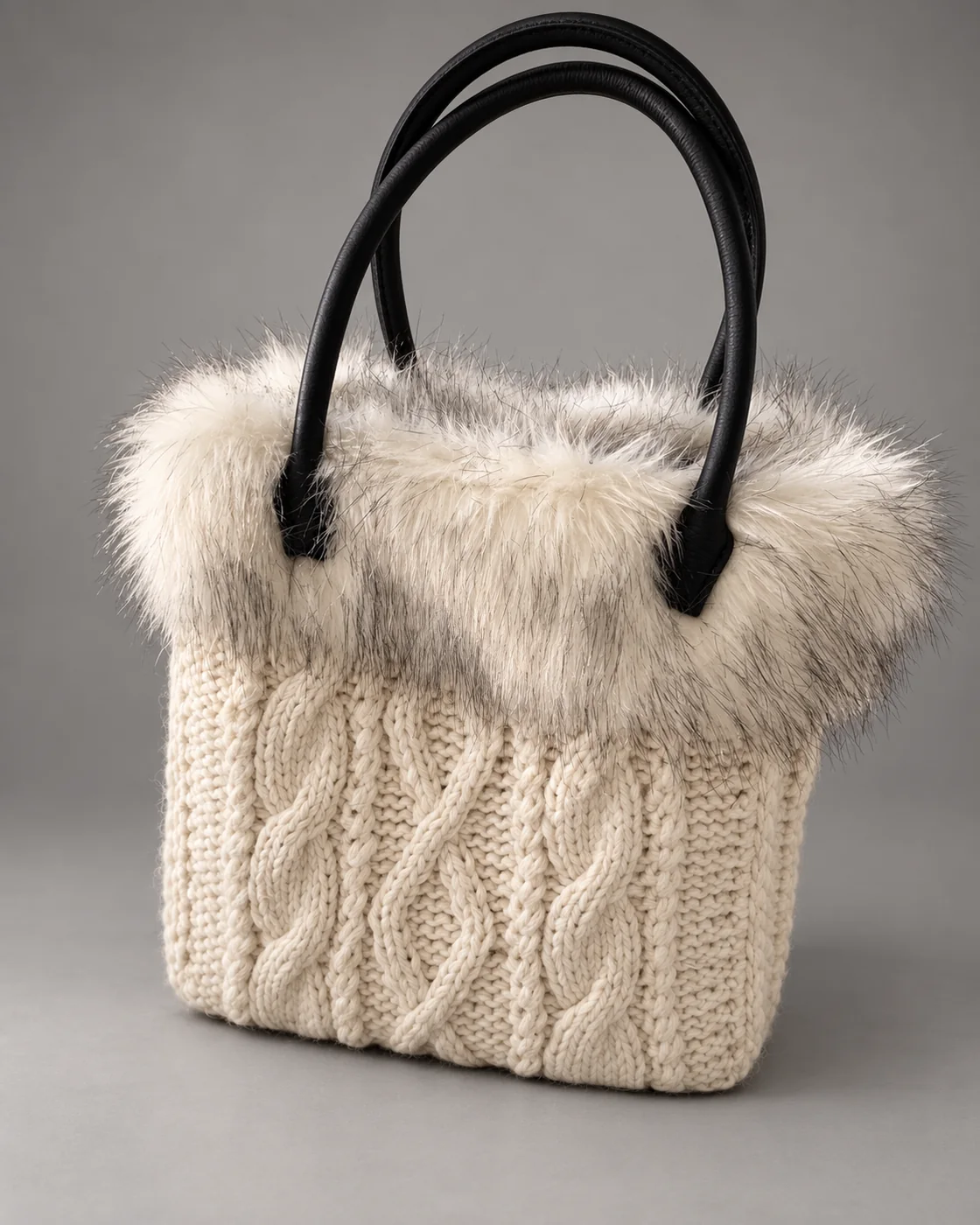 Lana e pelo, bianca, borsa fatta a mano Panna Bags