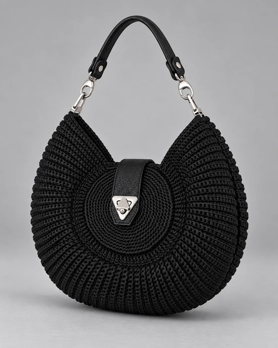 Mezzaluna nera, borsa fatta a mano Panna Bags