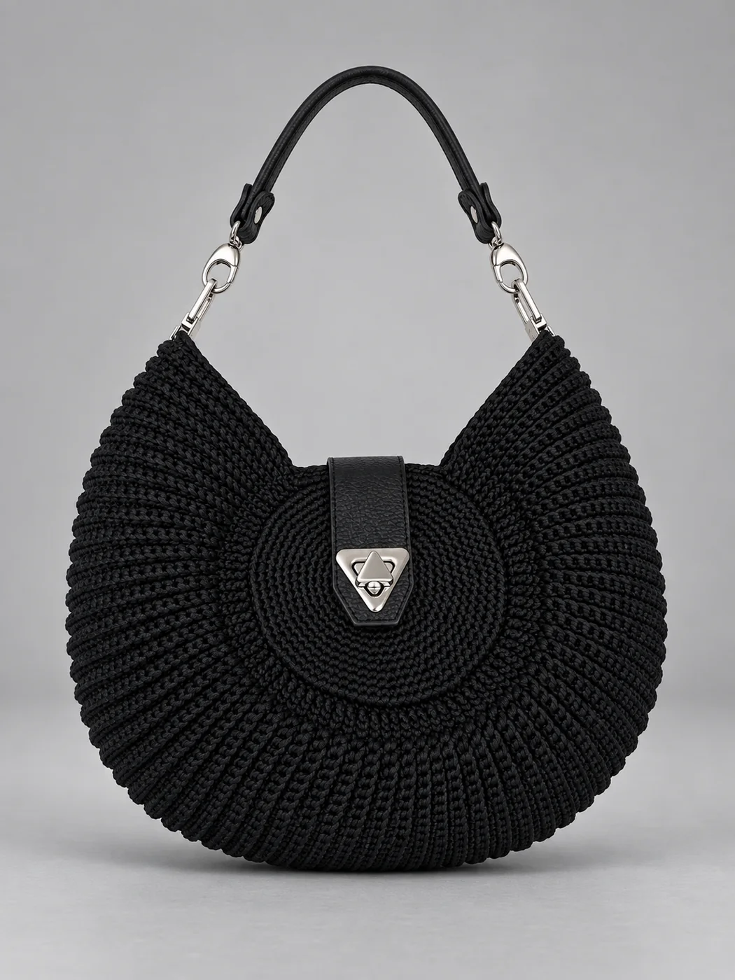 Mezzaluna nera, borsa fatta a mano Panna Bags