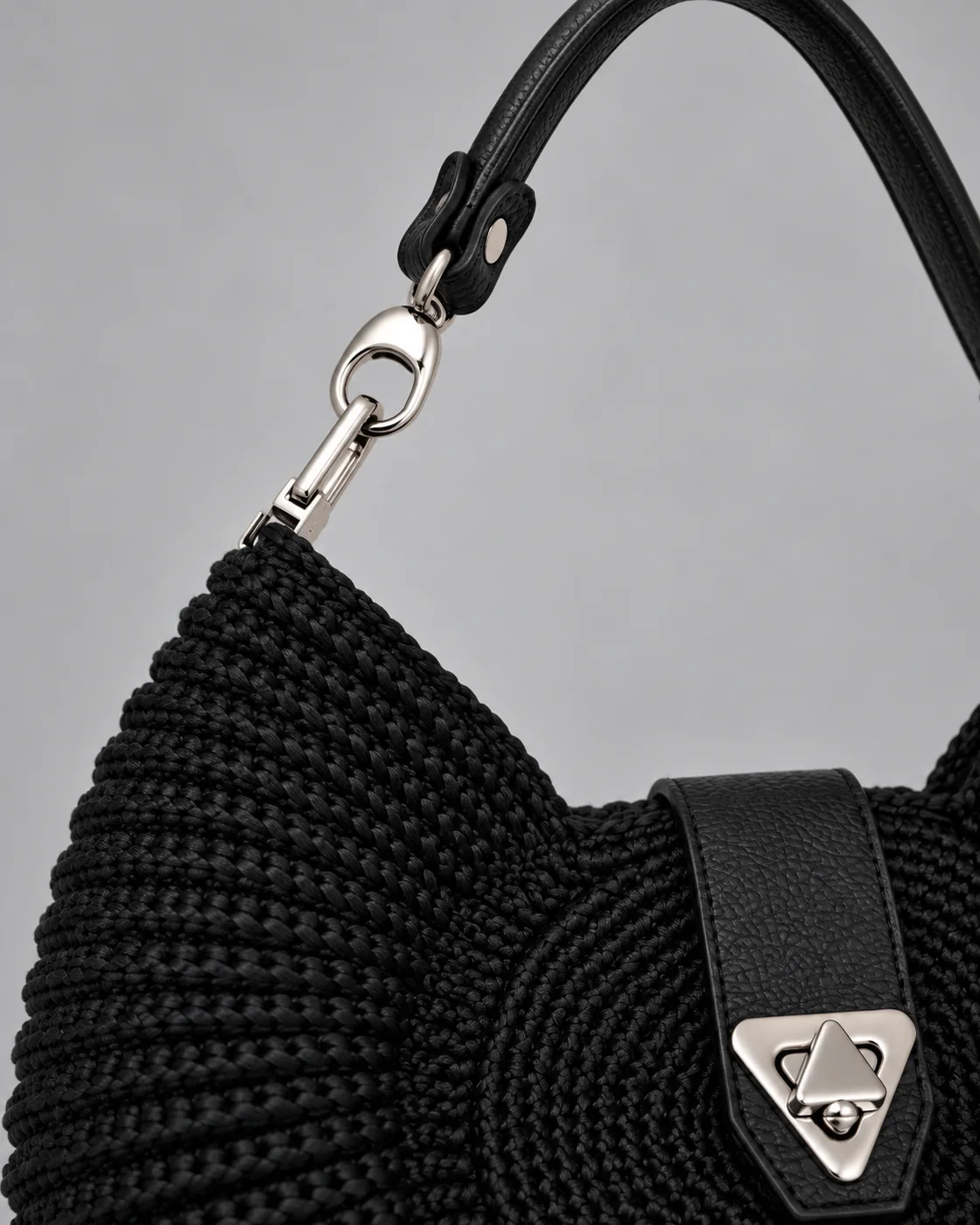 Mezzaluna nera, borsa fatta a mano Panna Bags