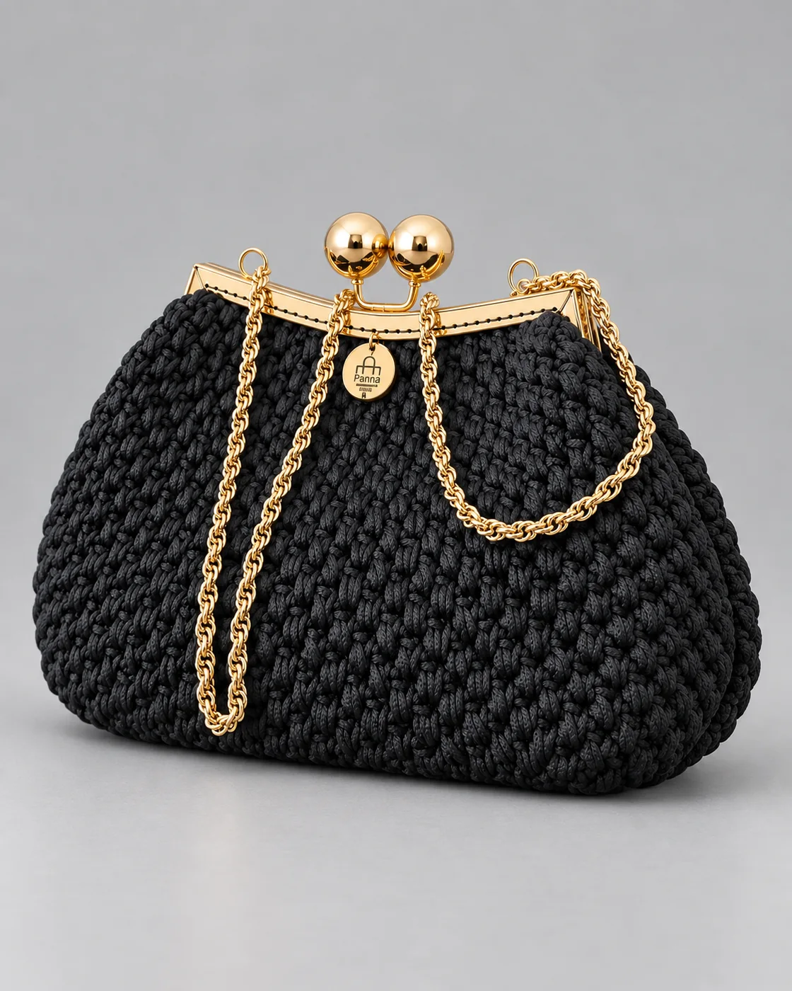 Nera, chiusura a sfere, borsa fatta a mano Panna Bags