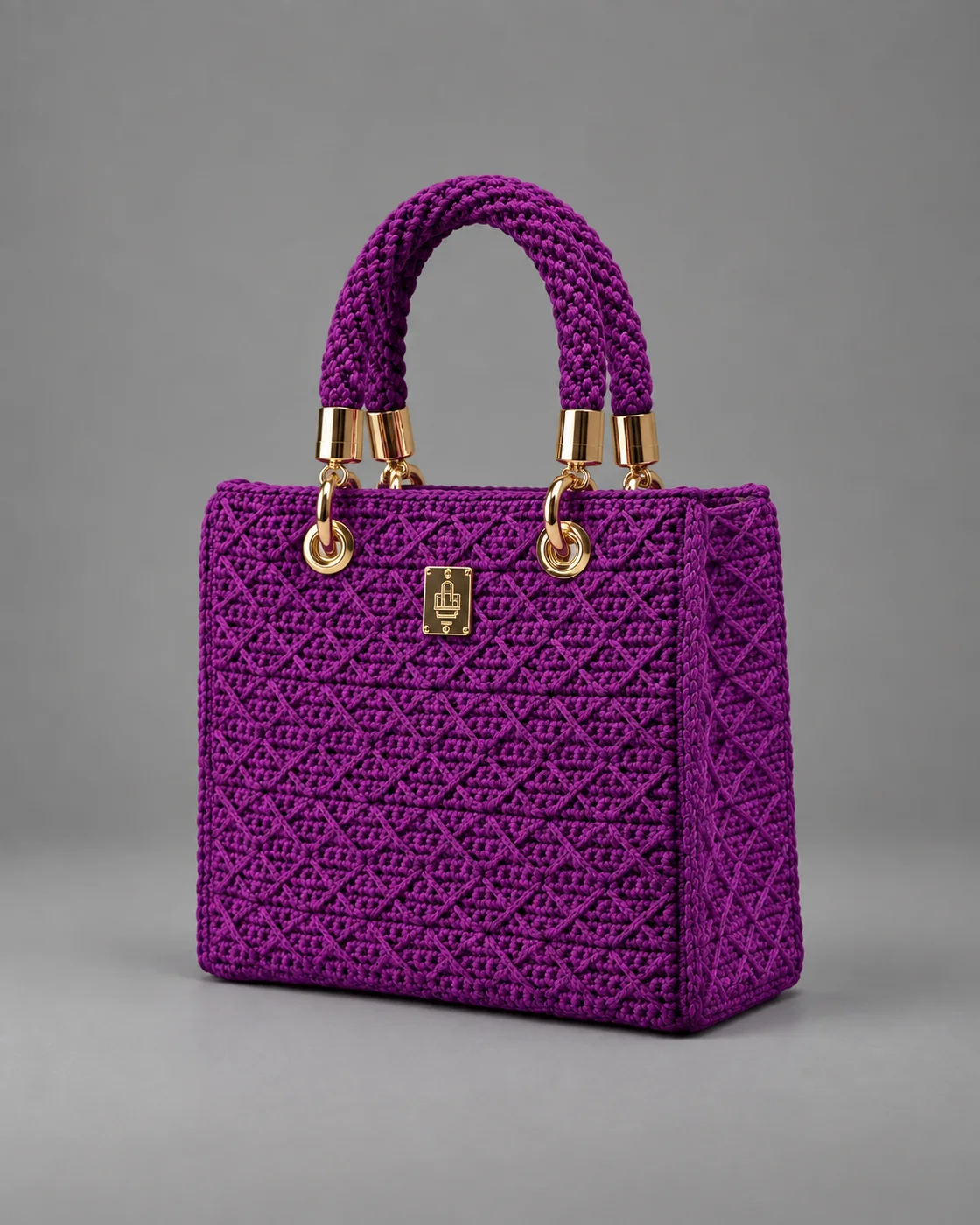 Viola, punto rombo, borsa fatta a mano Panna Bags