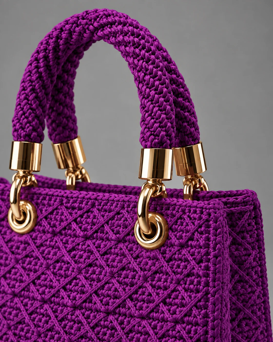 Viola, punto rombo, borsa fatta a mano Panna Bags