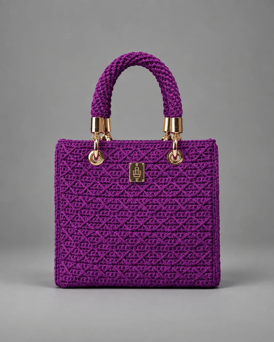 Viola, punto rombo, borsa fatta a mano Panna Bags