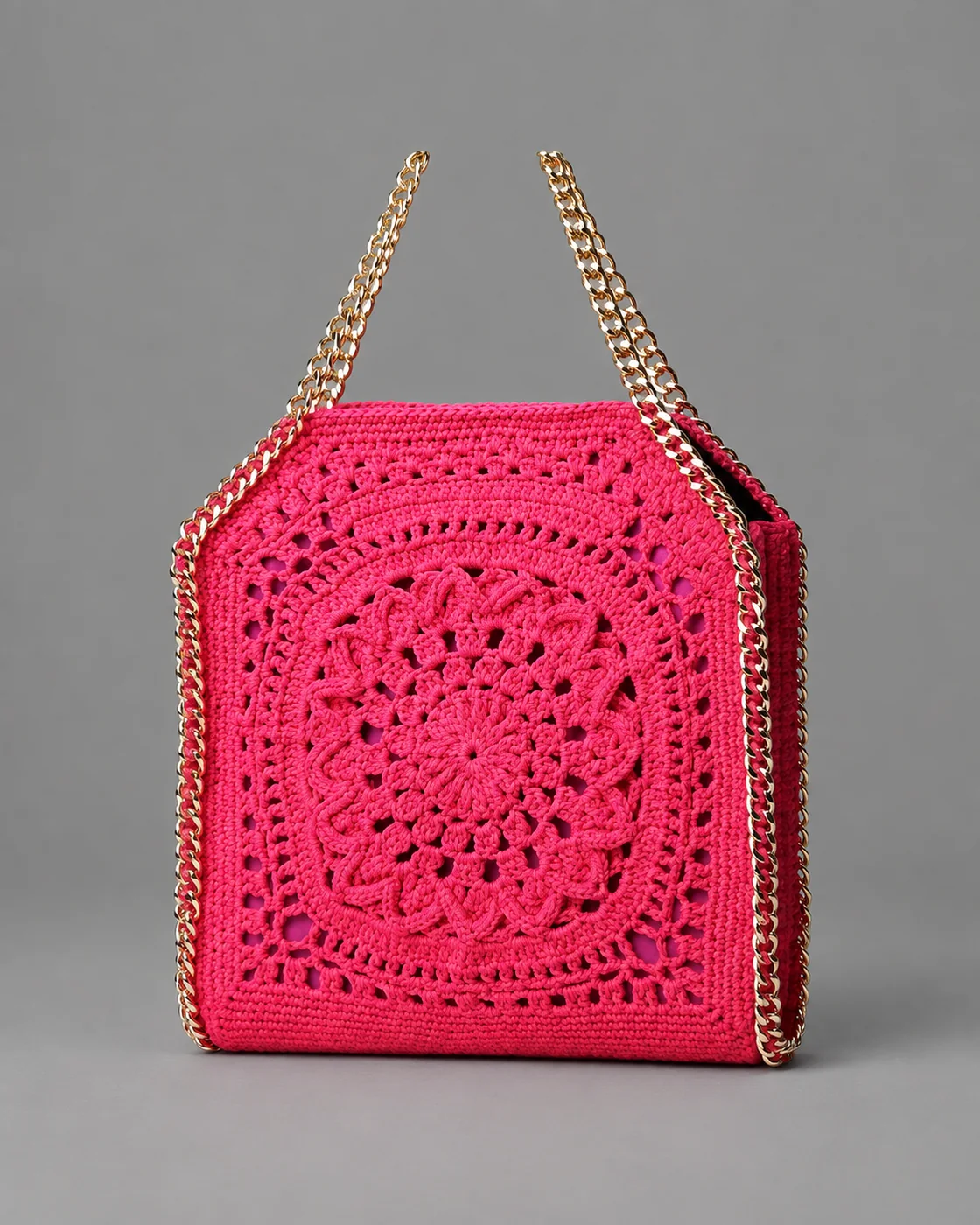 Fucsia, bordo catena, borsa fatta a mano Panna Bags