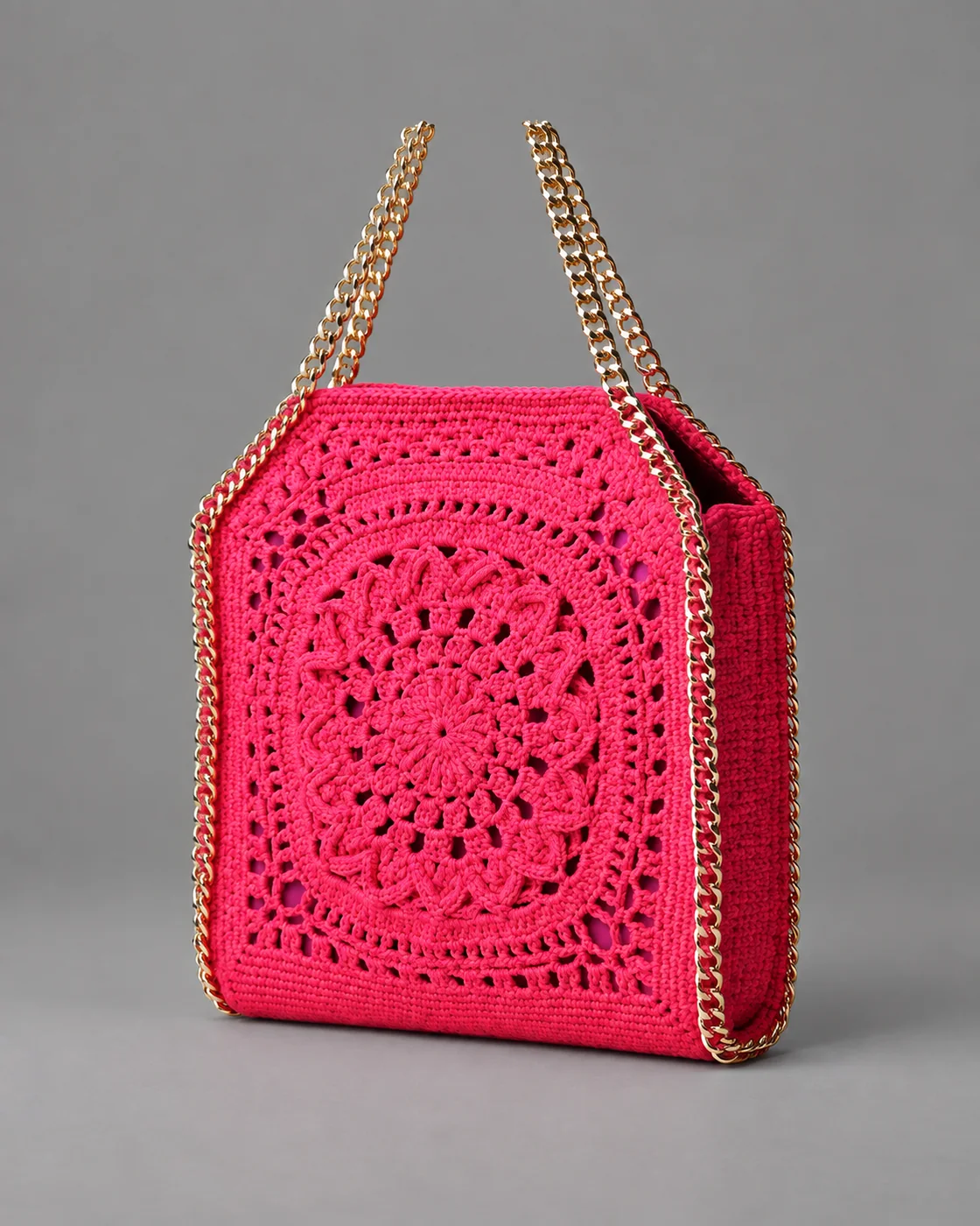 Fucsia, bordo catena, borsa fatta a mano Panna Bags
