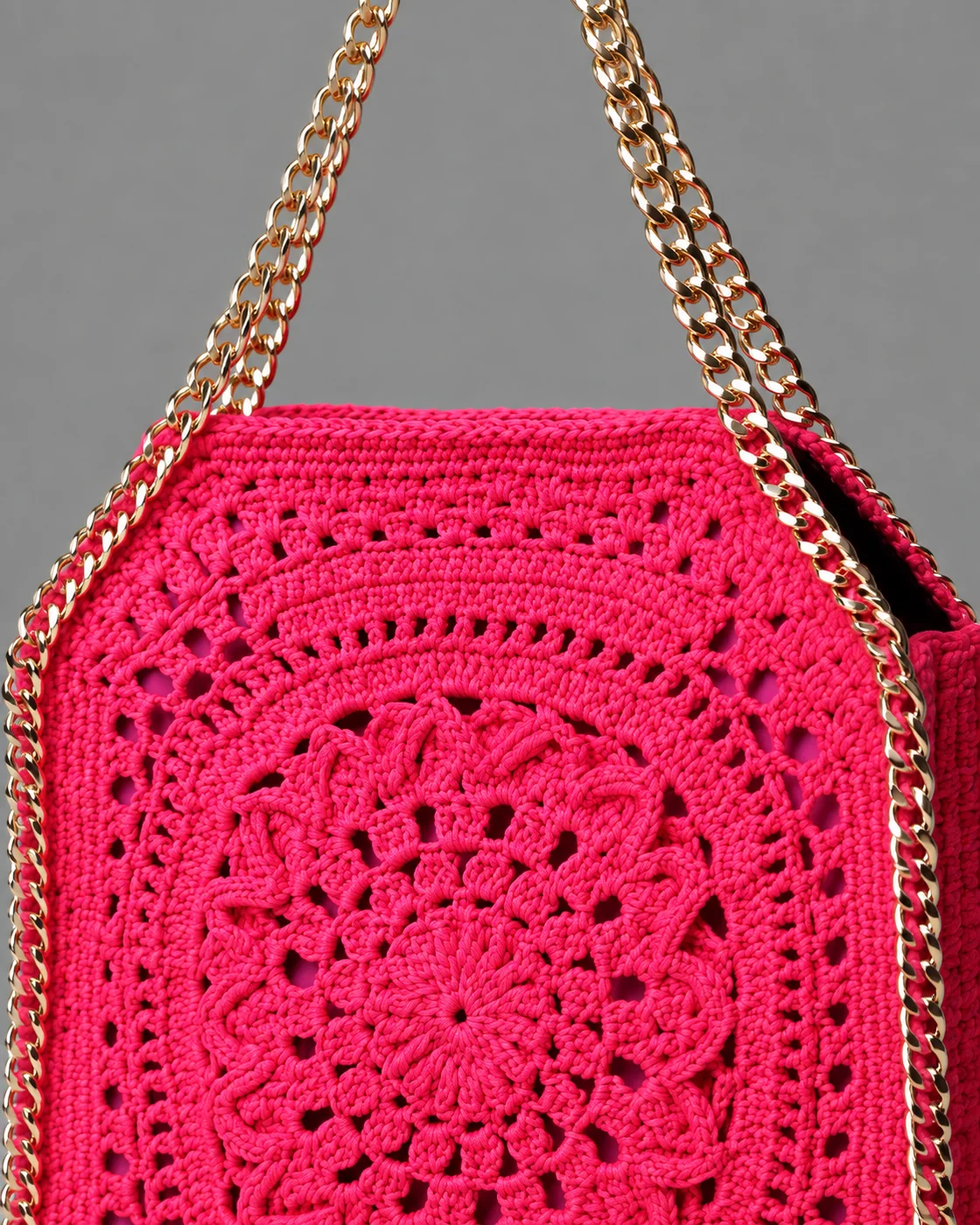 Fucsia, bordo catena, borsa fatta a mano Panna Bags