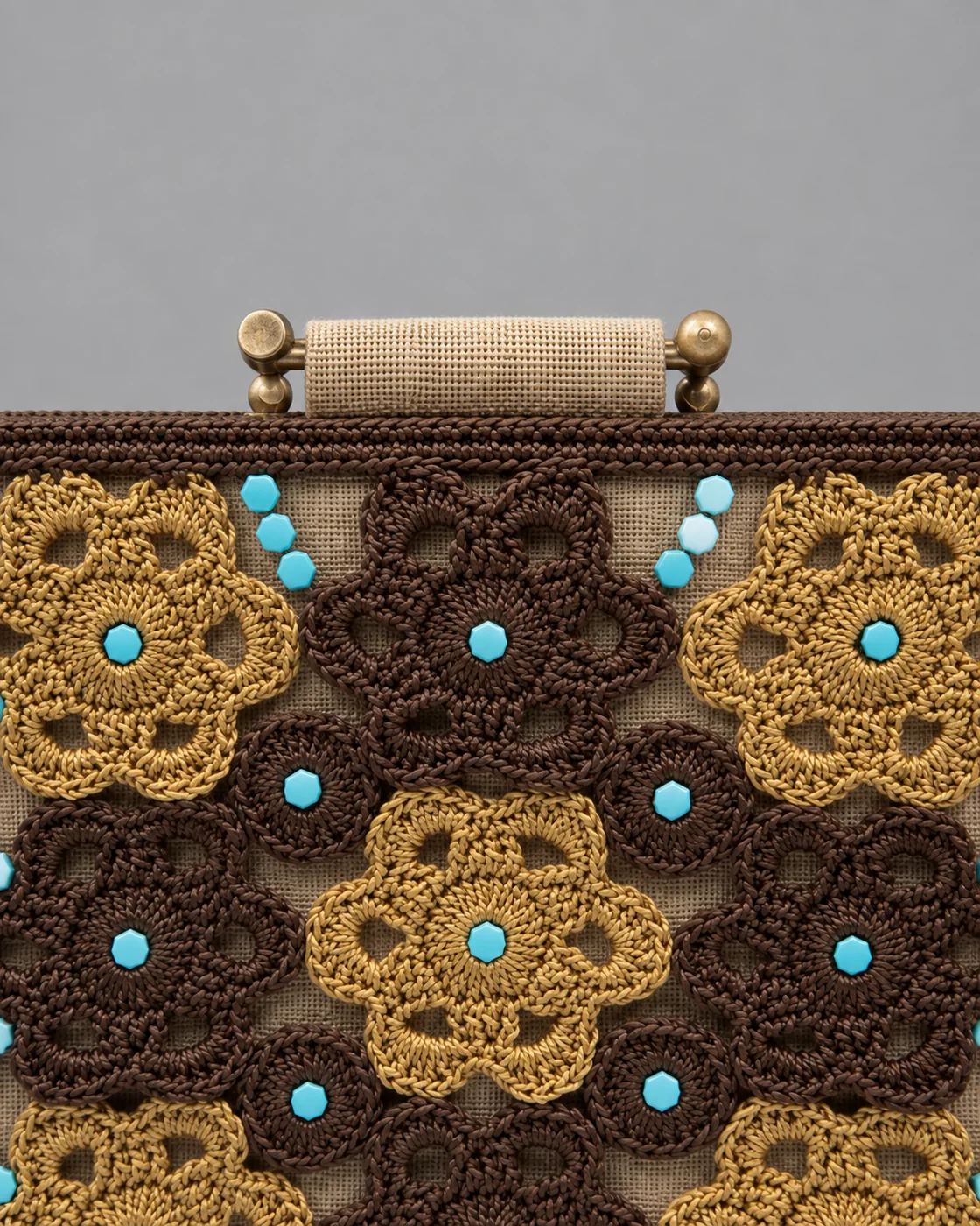 Cartella senape con fiori, borsa fatta a mano Panna Bags