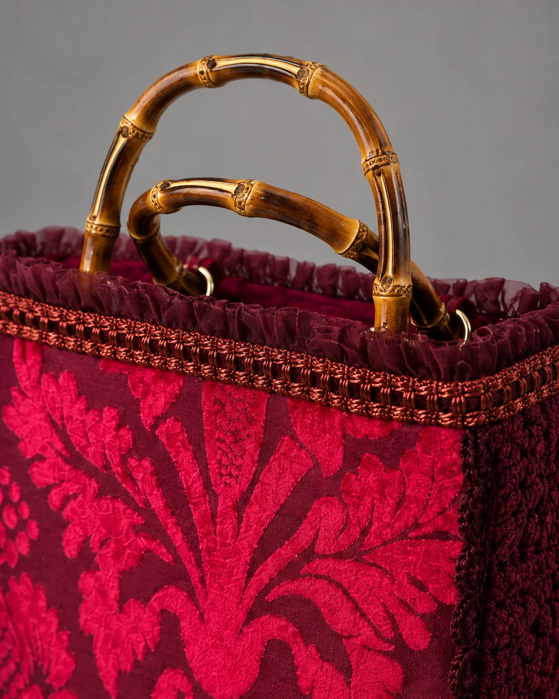 Tote velluto damascato, borsa fatta a mano Panna Bags