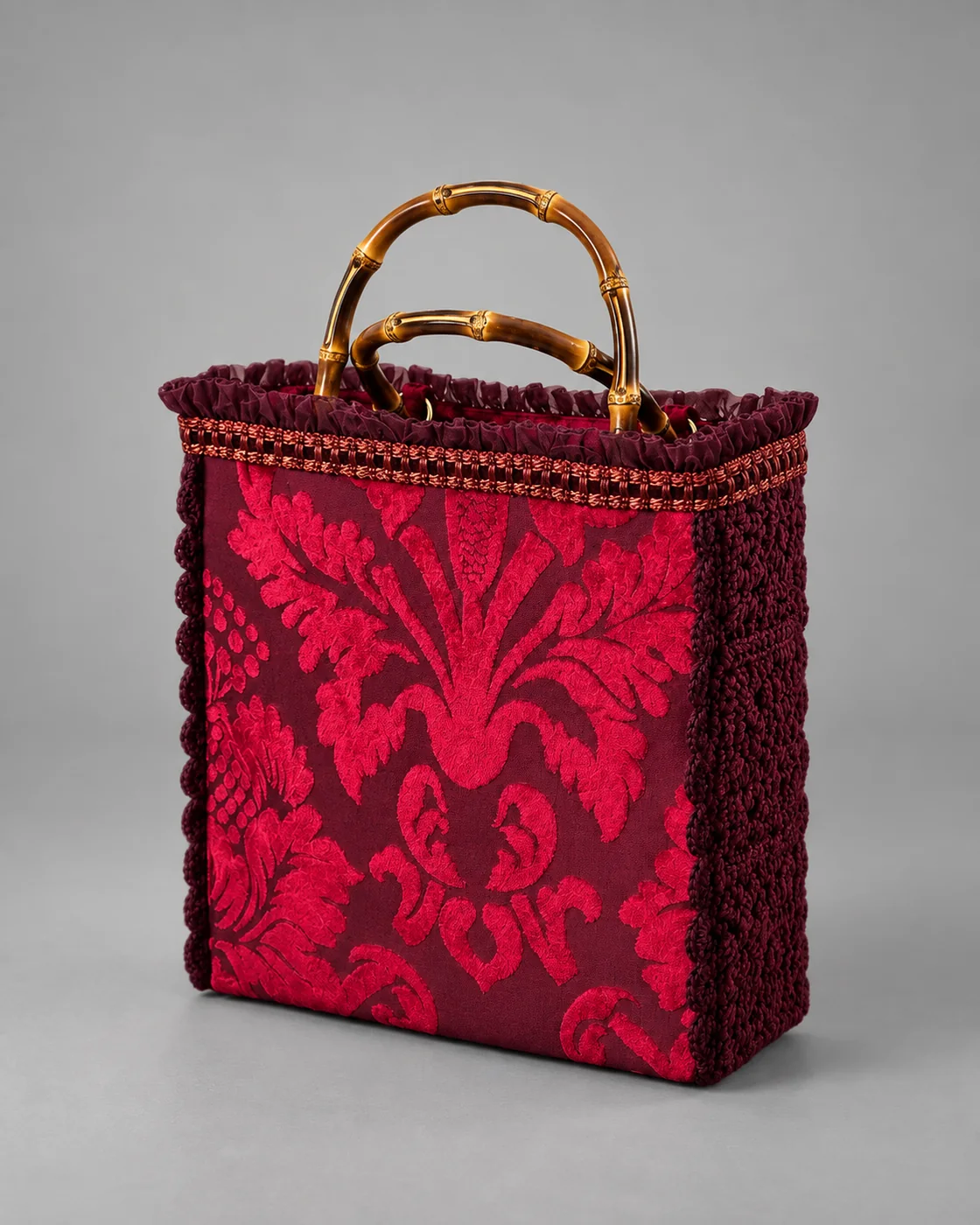 Tote velluto damascato, borsa fatta a mano Panna Bags