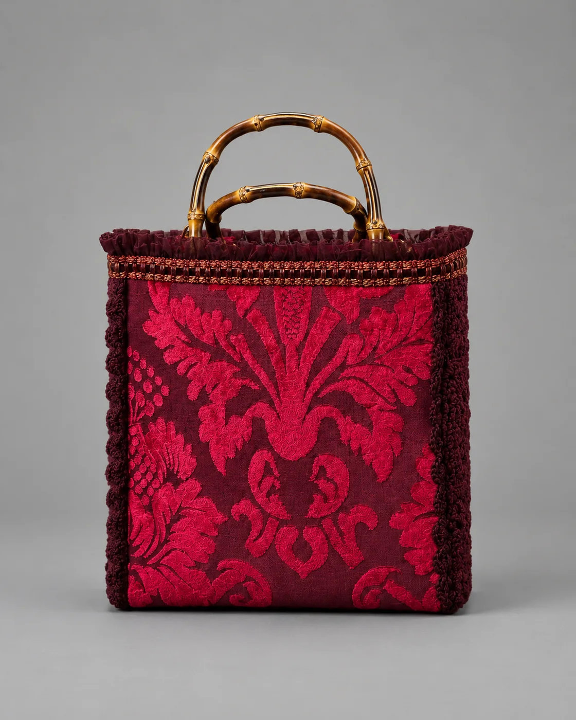 Tote velluto damascato, borsa fatta a mano Panna Bags