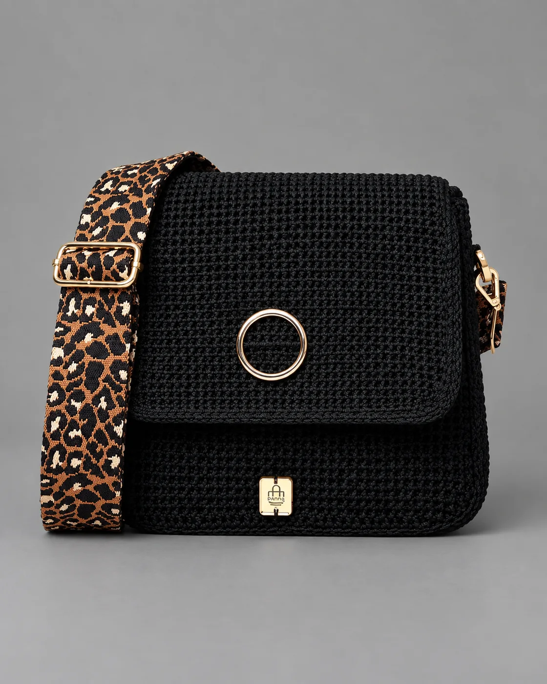 Tracolla nera, spallaccio leo, borsa fatta a mano Panna Bags