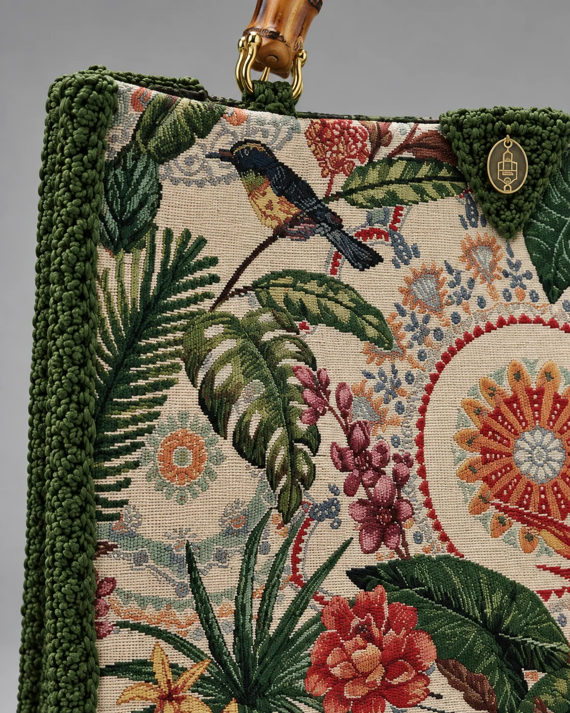 Tote gobelin floreale, borsa fatta a mano Panna Bags