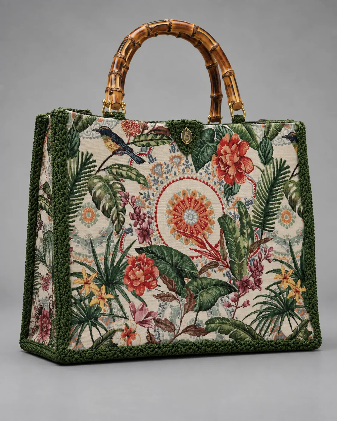 Tote gobelin floreale, borsa fatta a mano Panna Bags