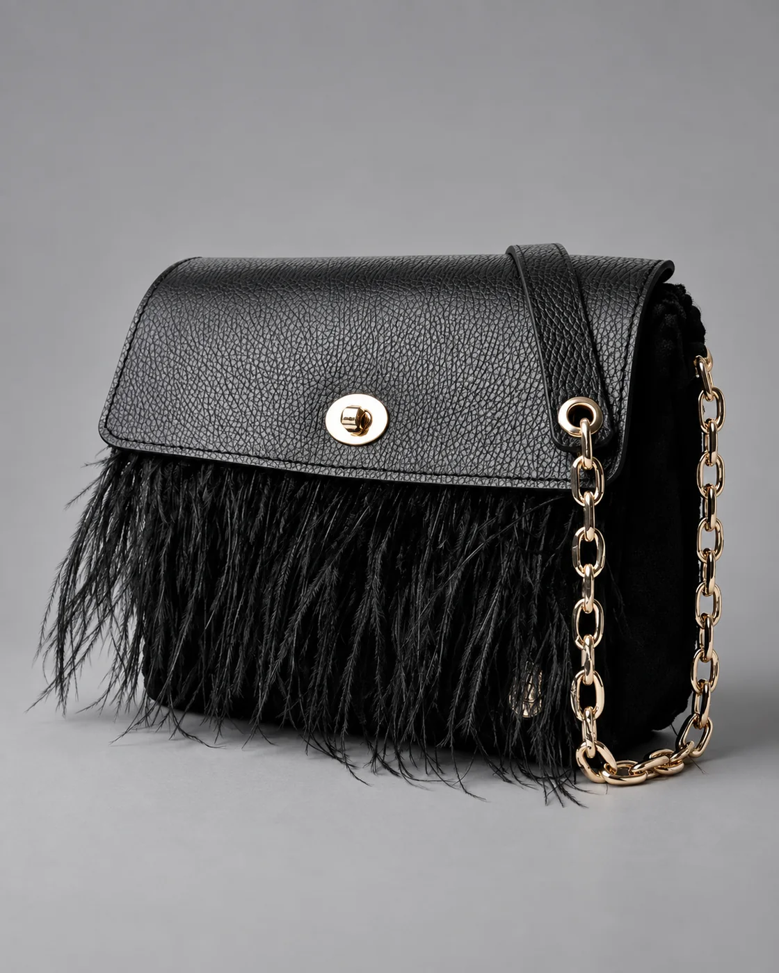 Sera nera, piume, borsa fatta a mano Panna Bags