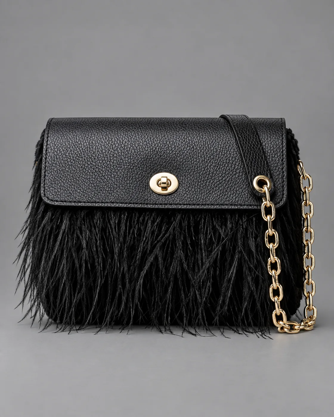 Sera nera, piume, borsa fatta a mano Panna Bags