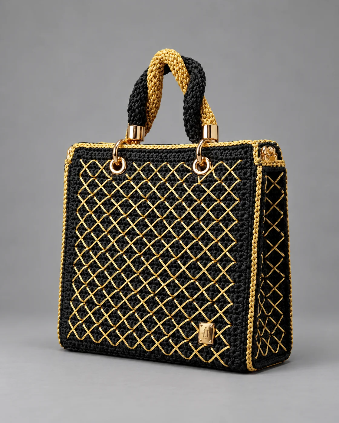 Verde e oro, rombi, borsa fatta a mano Panna Bags