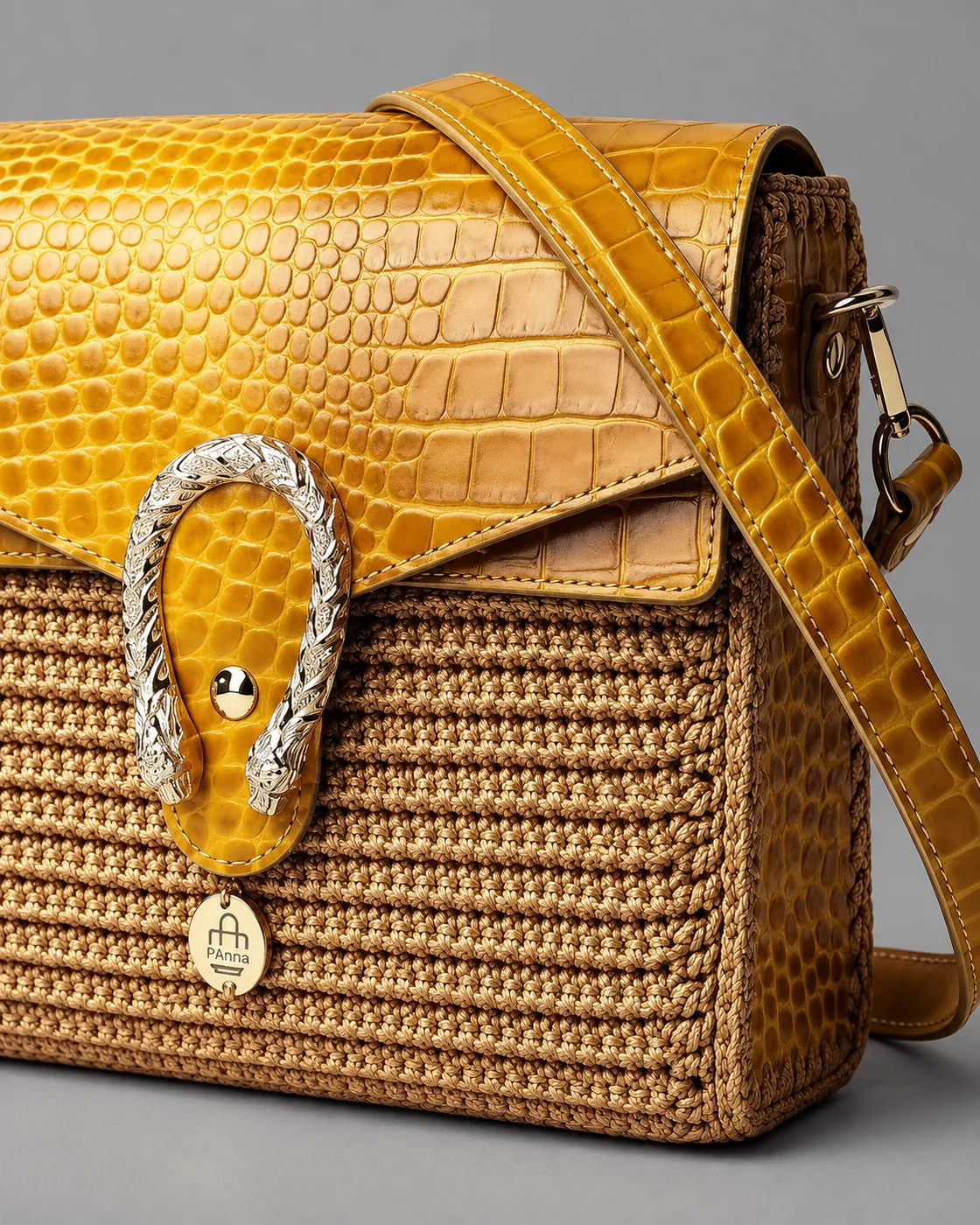 Miele, fibbia gioiello, borsa fatta a mano Panna Bags