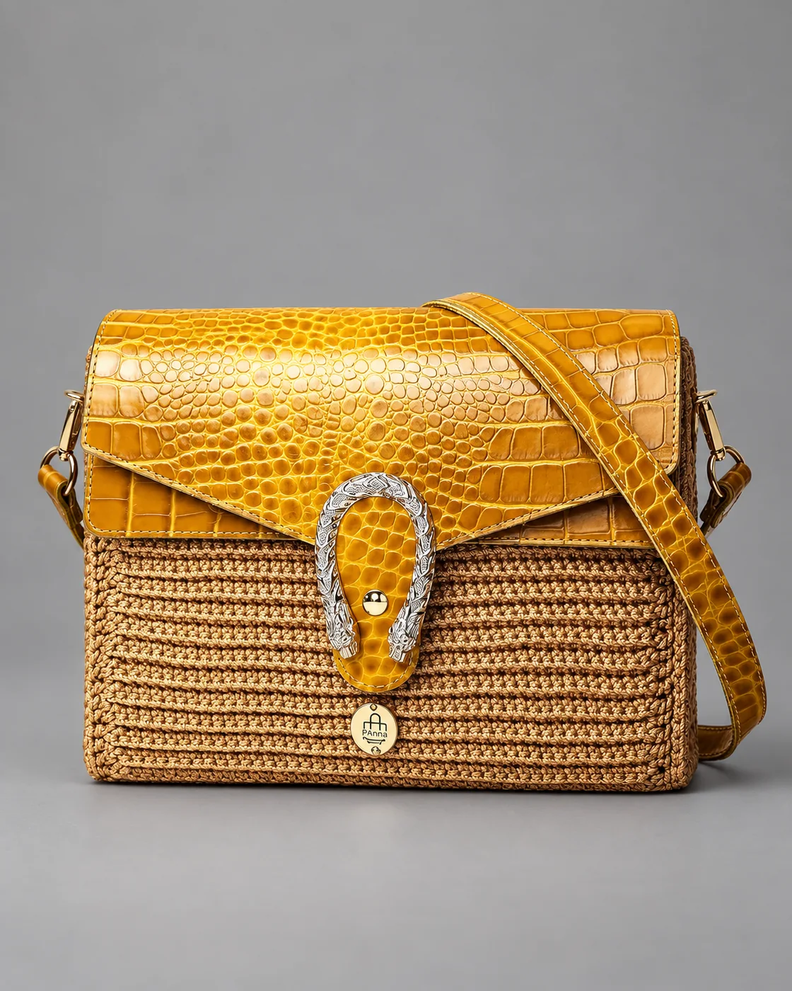 Miele, fibbia gioiello, borsa fatta a mano Panna Bags