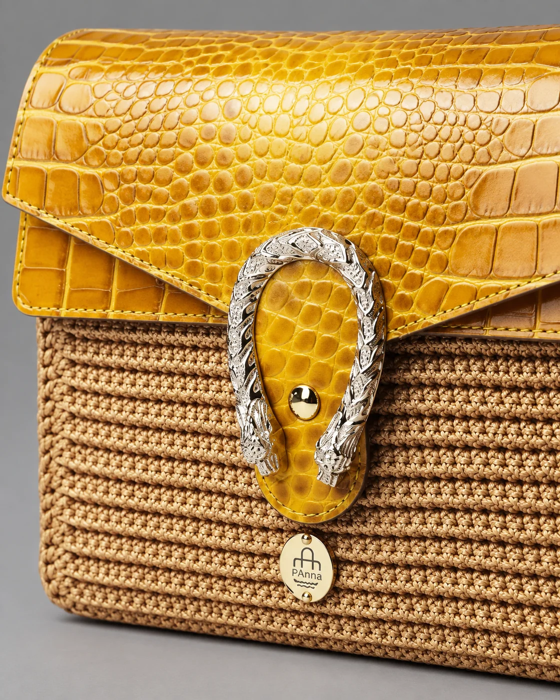 Miele, fibbia gioiello, borsa fatta a mano Panna Bags