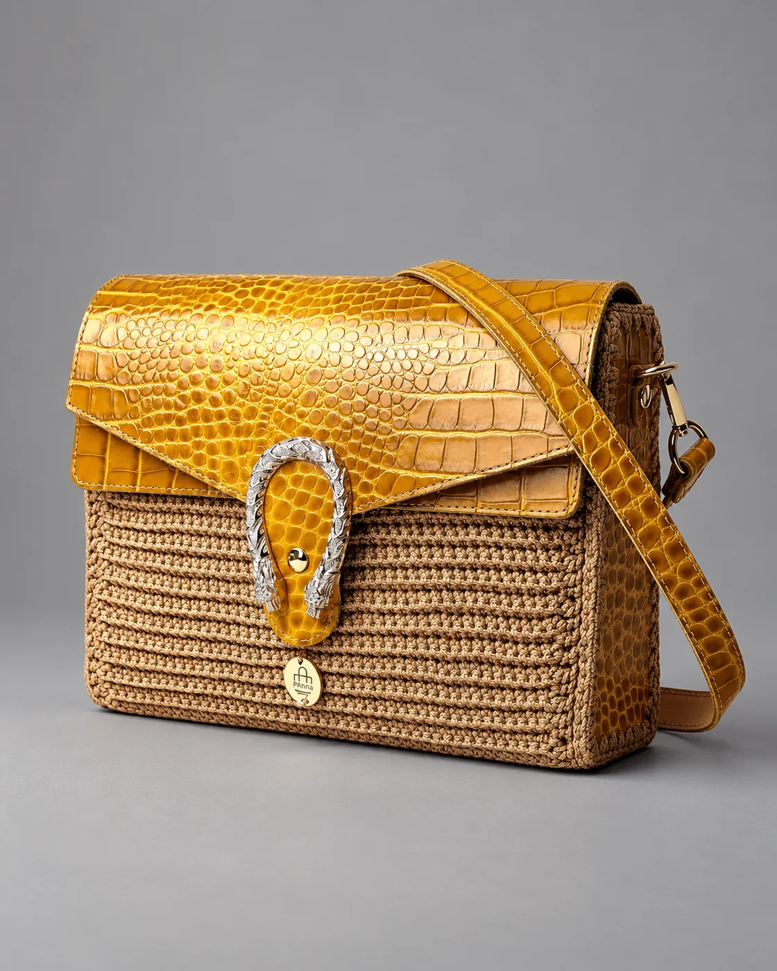Miele, fibbia gioiello, borsa fatta a mano Panna Bags
