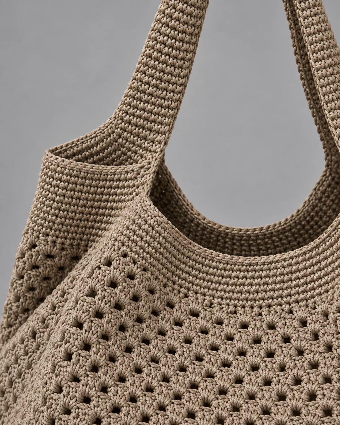 Hobo traforata tortora, borsa fatta a mano Panna Bags