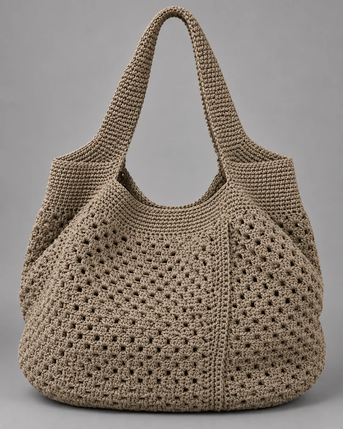 Hobo traforata tortora, borsa fatta a mano Panna Bags