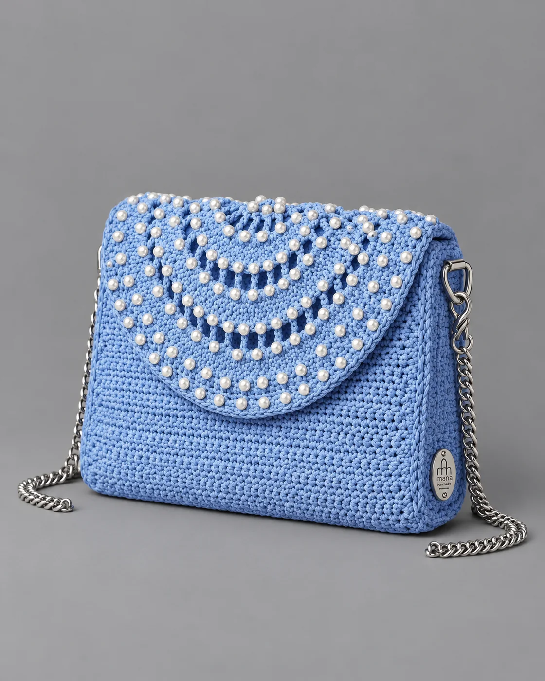 Celeste, perline, borsa fatta a mano Panna Bags