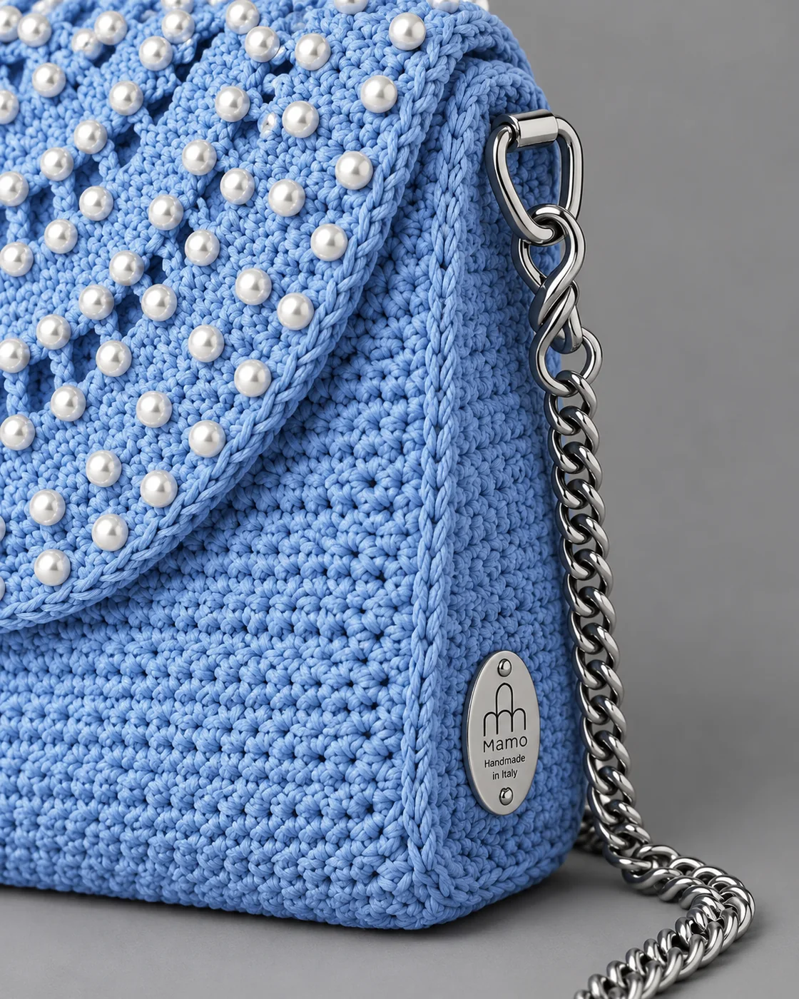 Celeste, perline, borsa fatta a mano Panna Bags