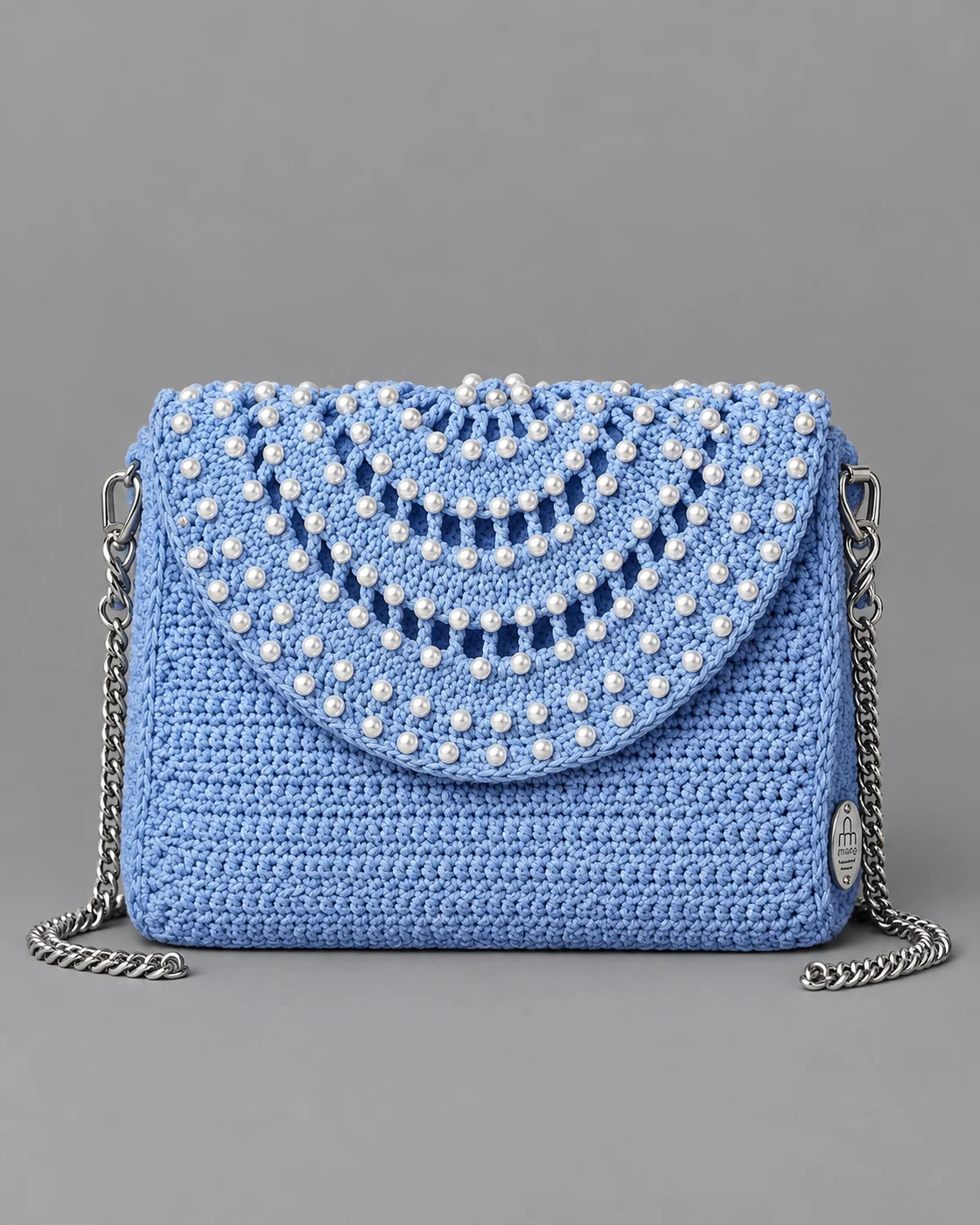 Celeste, perline, borsa fatta a mano Panna Bags