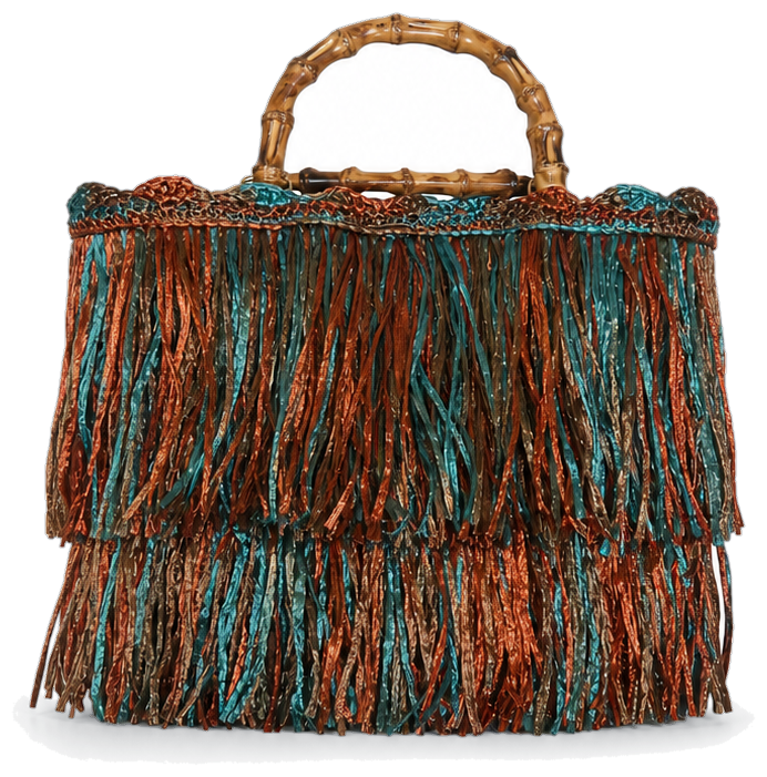 Secchiello Panna Bags multicolor in rafia laminata